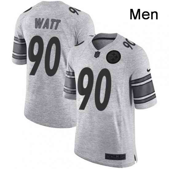 Mens Nike Pittsburgh Steelers 90 T J Watt Limited Gray Gridiron II NFL Jersey